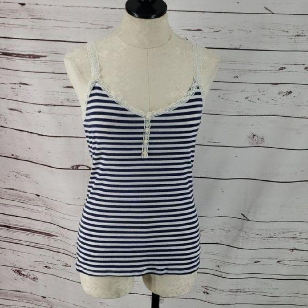 Gutsy Brand sailor striped blue lacestrap tank top‎